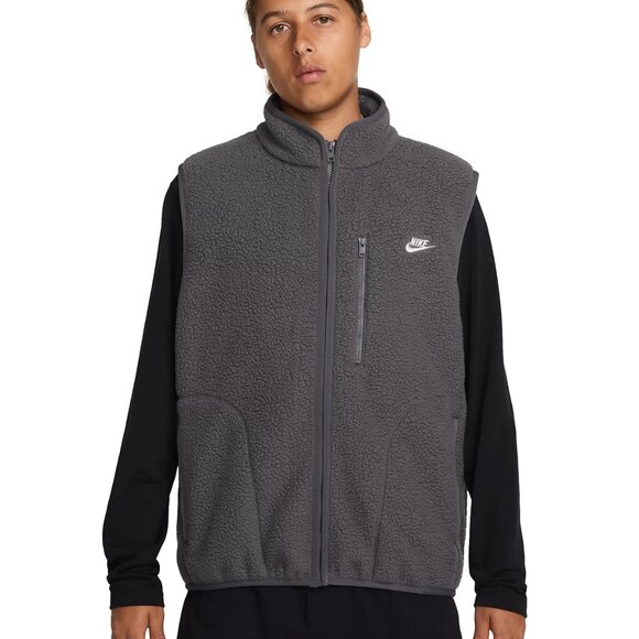 Nike Sportswear Club Men's Fleece Brushed Winterized Zip  Vest Gray, Size Large - Picture 2 of 14